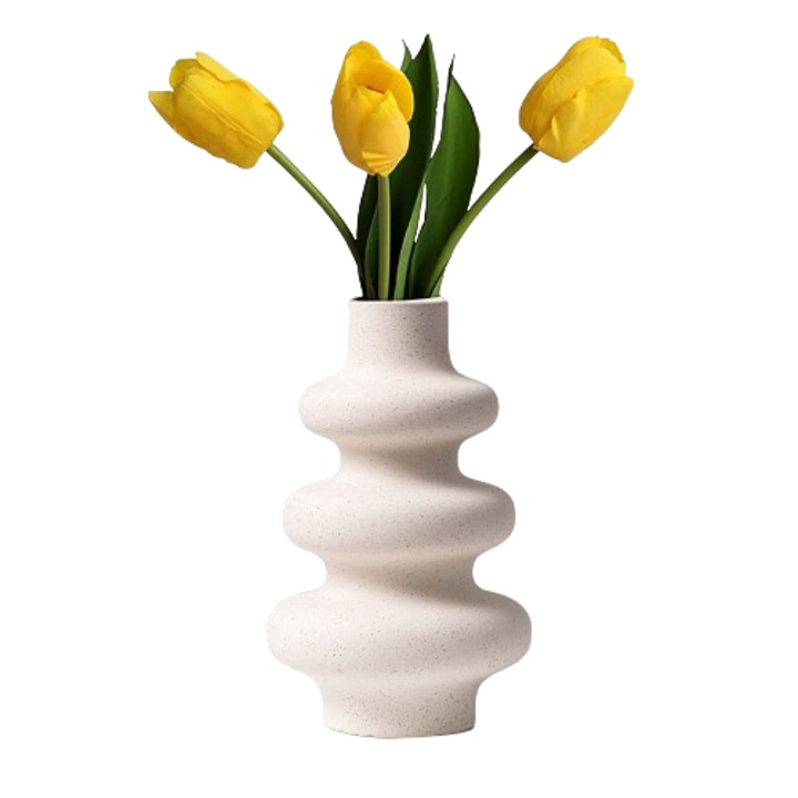 Vaza decorativa, XIUWOO, Ceramica, Alb