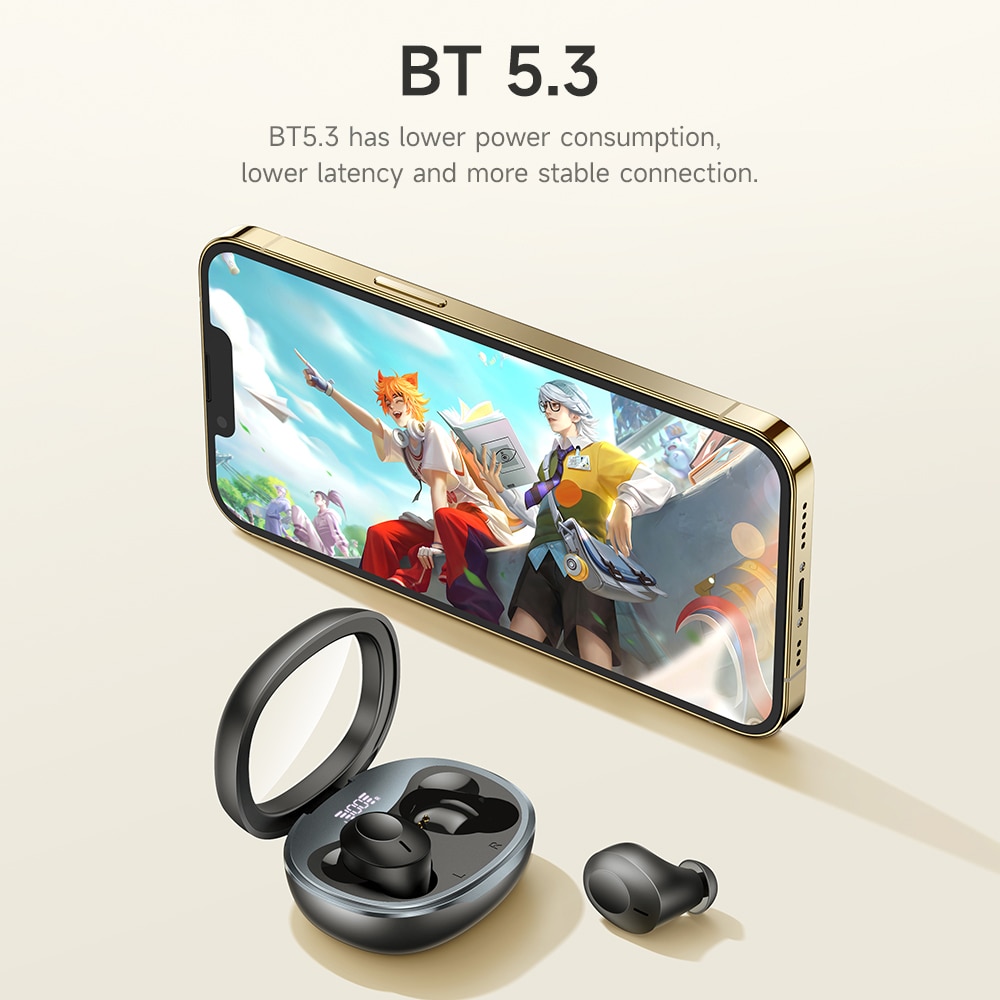 Bluetooth TWS слушалки с прозрачен калъф и цифров дисплей, Hoco (EQ3 ...