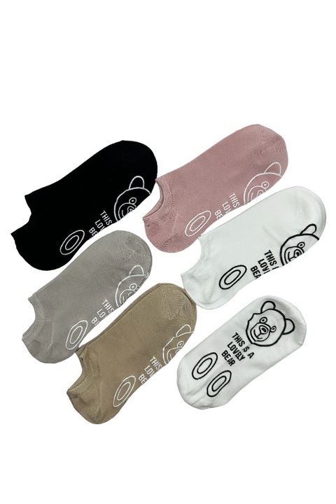 Комплект от 10 чифта, дамски къси бамбукови чорапи, неплъзгаща се шарка, многоцветни, 39-42 EU