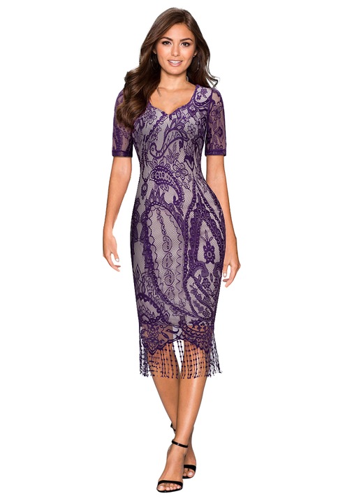 Дамска рокля WildFashion, WildFashion, Полиестер, 4629, Лилав, S-M