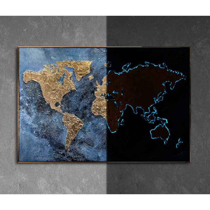 Ръчно рисувана картина върху платно, Магическа книга, абстракт, с рамка, 3D самосветещ флуоресцентен акрил, истинско изкуство, 120x80 см