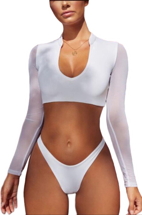 Дамски бански WildFashion, 193718, 2 части, Полиестер, 3758, Бял