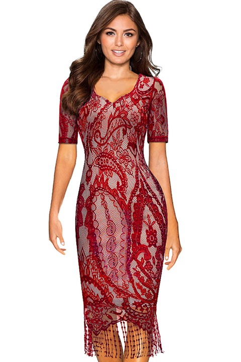 Rochie dama WildFashion, WildFashion, Poliester, 4629, Rosu, S-M