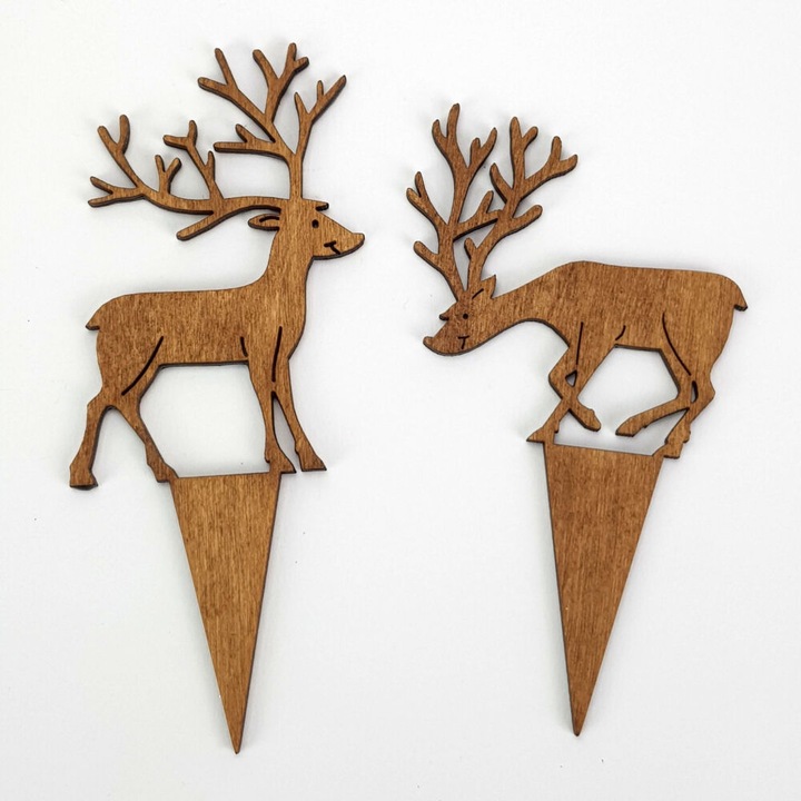 Lemn natural - Pereche de caprioare impanzite 2 buc/buc maro