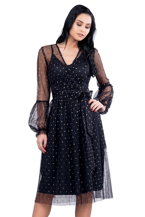 Дамска рокля WildFashion, WildFashion, Полиестер, 4487, Черен, L