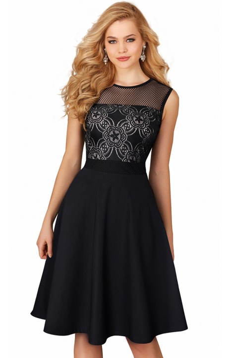 Rochie dama WildFashion, WildFashion, Bumbac/Poliester, 288, Negru