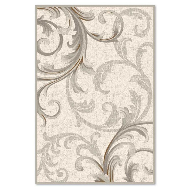 Covor Carpeta sintetic, Colectia Delta 8707-1-43255, 80 x 150 cm, bej, gri, floral