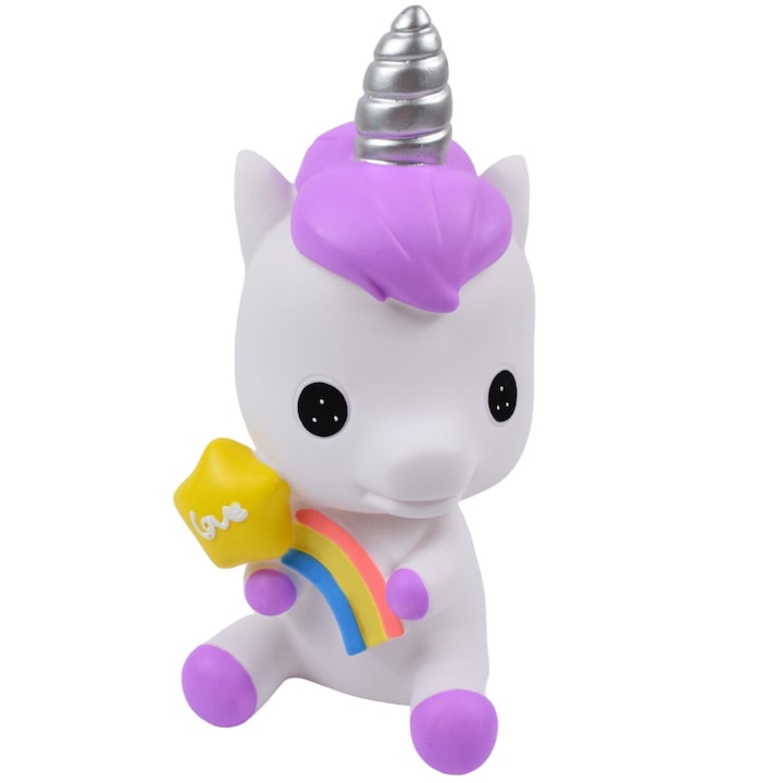 Pusculita amuzanta in forma de unicorn, plastic dur, nu se sparge, 11x12x22cm, NippleBaby