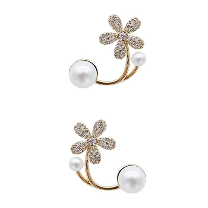 Női fülbevaló, elegáns divatmodell gyöngyökkel, divatos hölgy téma, arany, EFAYN