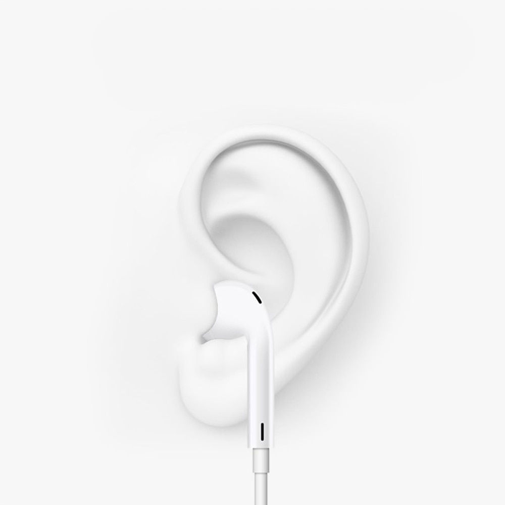 Casti cu fir, cu Microfon+Telecomanda, USB-C, 120cm, Alb