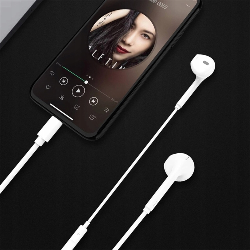 Casti cu fir, cu Microfon+Telecomanda, USB-C, 120cm, Alb