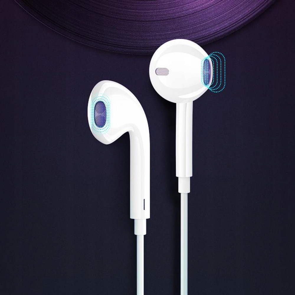 Casti cu fir, cu Microfon+Telecomanda, USB-C, 120cm, Alb