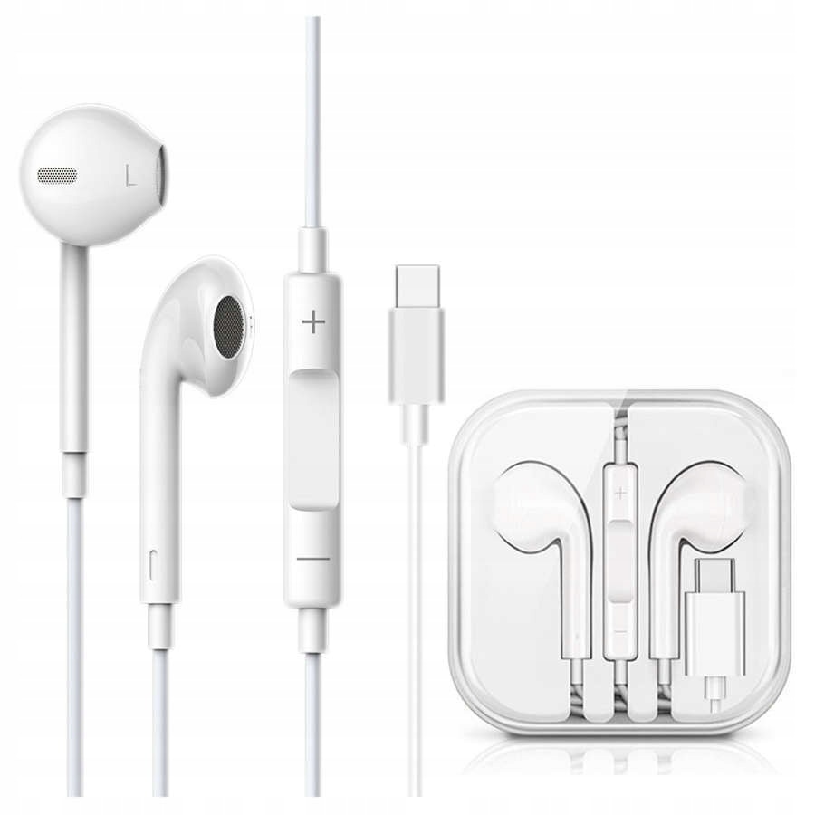 Casti cu fir, cu Microfon+Telecomanda, USB-C, 120cm, Alb