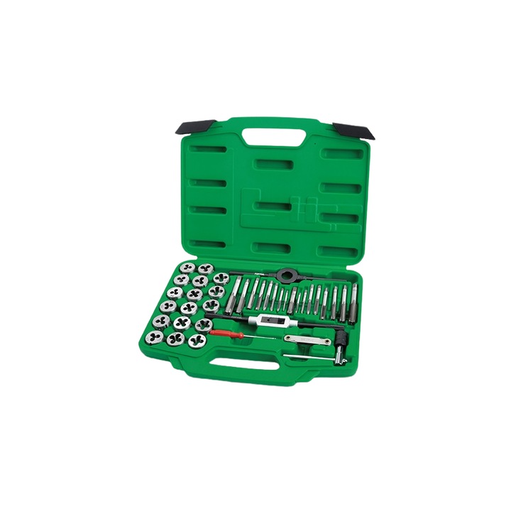 Trusa tarozi si filiere Toptul, 40 piese, otel, cutie depozitare