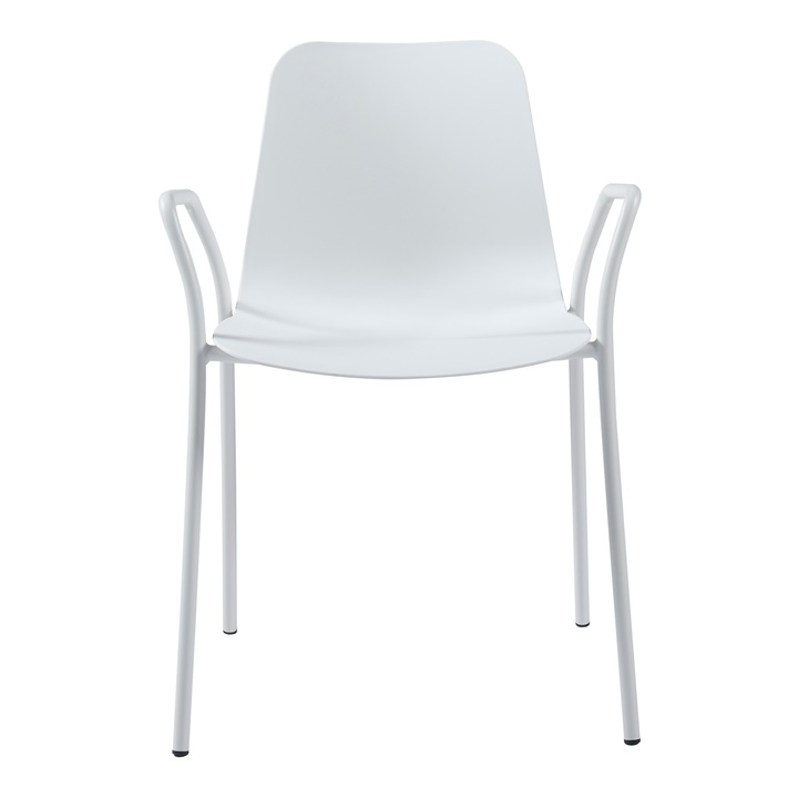 Scaun bucatarie, en.casa, PXRQ-0105 Kankaanpaa, 80 x 57, 5 x 52 cm, plastic, metal, 130 kg, alb