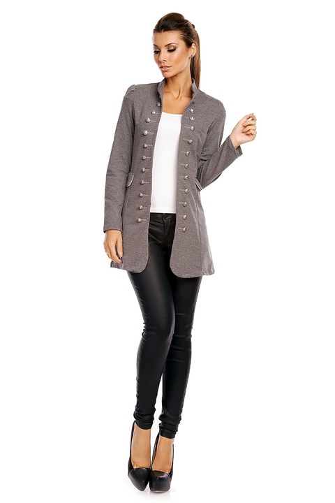 Jacheta casual dama, WildFashion, Bumbac, 4724, Gri, S-M