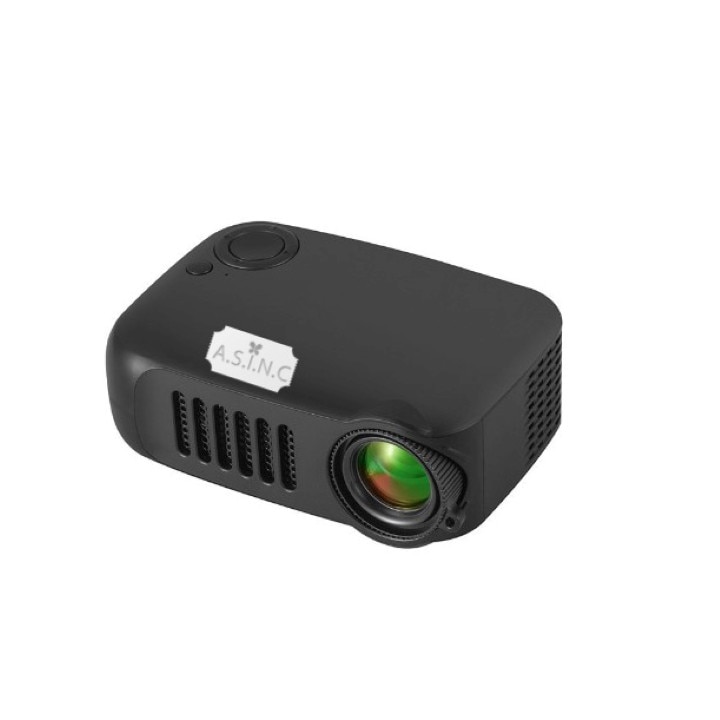 Mini video proiector A.S.I.N.C, negru, model A 2000, 1000 Lumen, HD, material ABS, dimensiuni 135x97x50 mm
