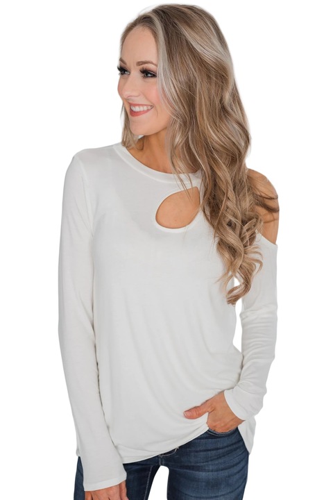 Bluza dama, WildFashion, Poliester, Alb, Alb