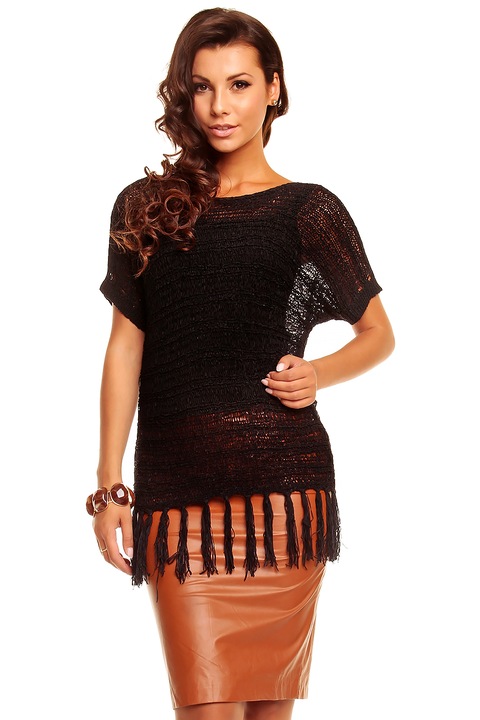 Bluza eleganta dama, WildFashion, Acril/Nylon, Negru, Negru