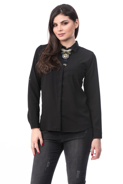 Női ing, WildFashion, 154130, poliészter, fekete, ML INTL