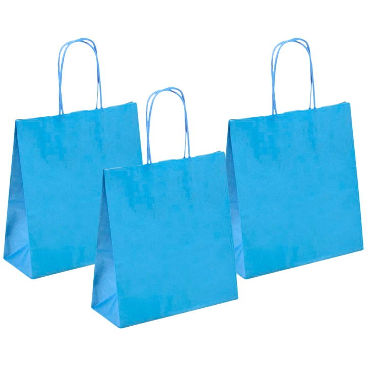 Set 3 x Punga cadou din hartie, 36x12x41cm, turcoaz