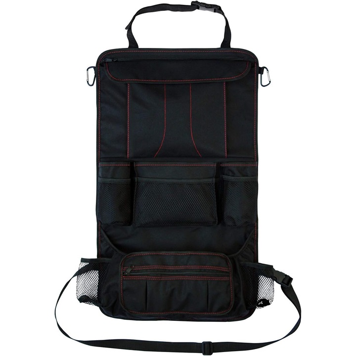 Autós rendszerező az ülés háttámlájára, erős védelem, 12 rekesz, fekete