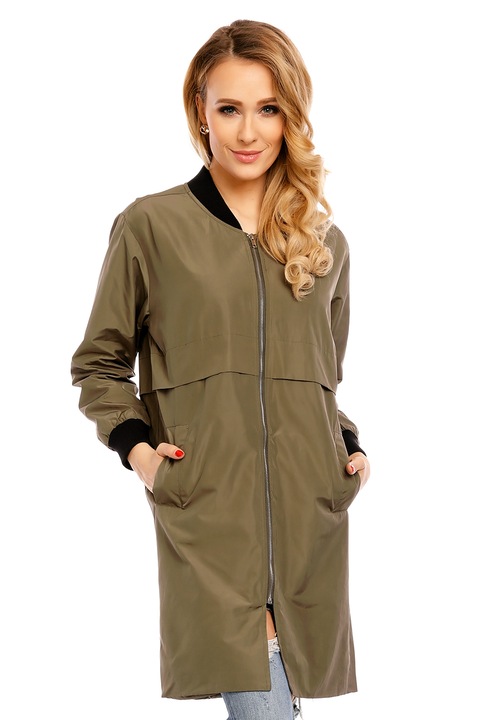 Jacheta casual dama, WildFashion, Poliester, 539, Kaki, M