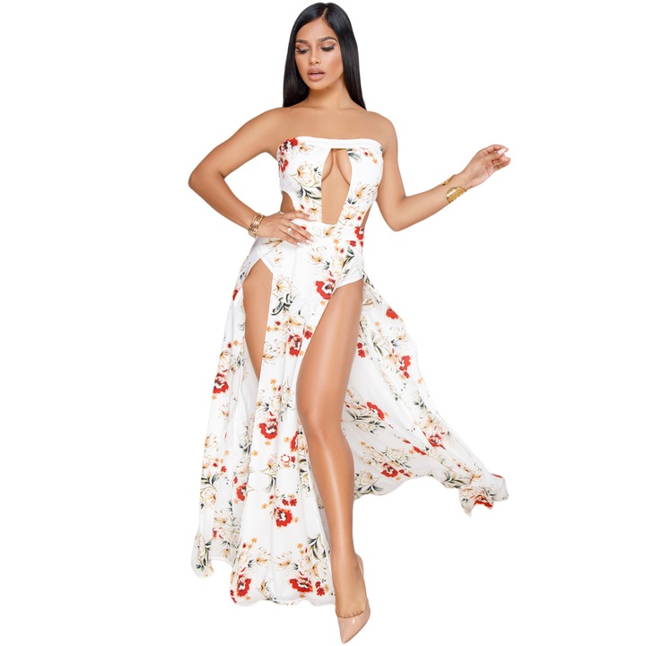 Női jumpsuit, WildFashion, 181268, poliészter, fehér, ML INTL