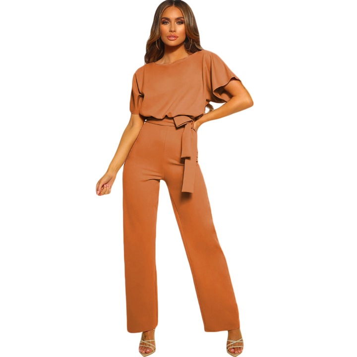 Дамски гащеризон WildFashion, Полиестер, Кафяв, Кафяв