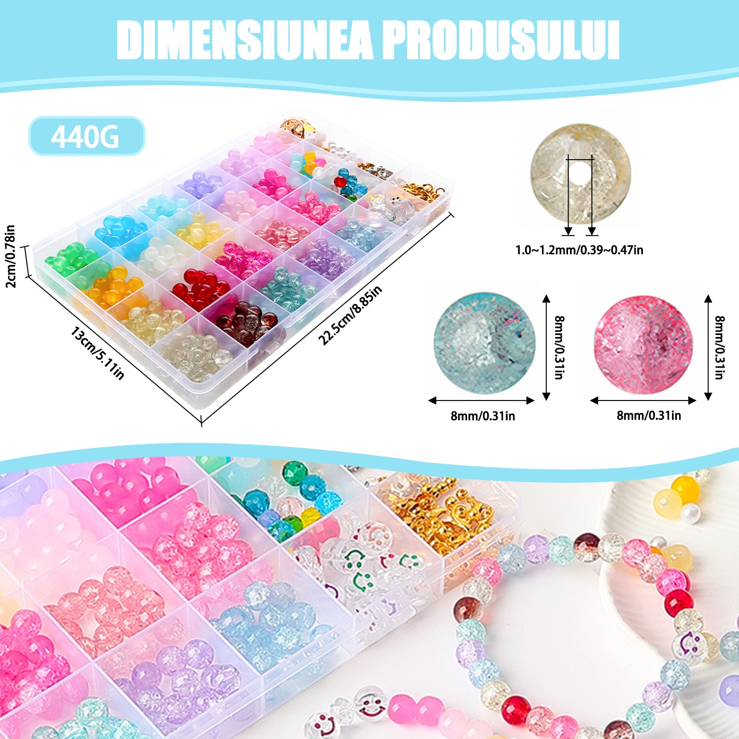 Set complet de margele bijuterii DIY cu accesorii pentru confectionat ...