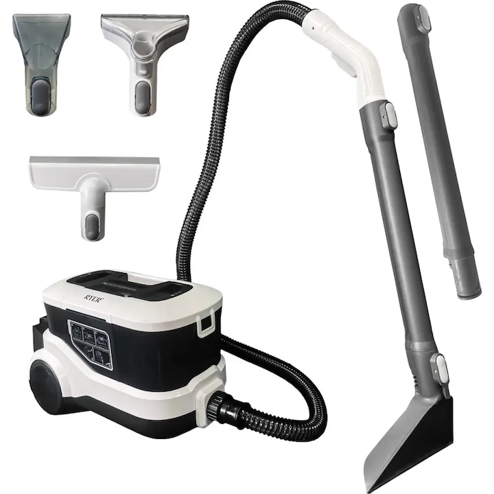 Aspirator cu Spalare Injectie-Extractie RYER PRO 5 IN 1, Putere 17.000Pa, 800W, Curatator de Pete, Potrivit Pentru: Covoare, Saltele, Tapiterii, Textile, Ferestre, Podele, Rezervor Apa Curata si Detergent 3L, Rezervor Apa Murdara 1,5L, 5 Accesorii Incluse