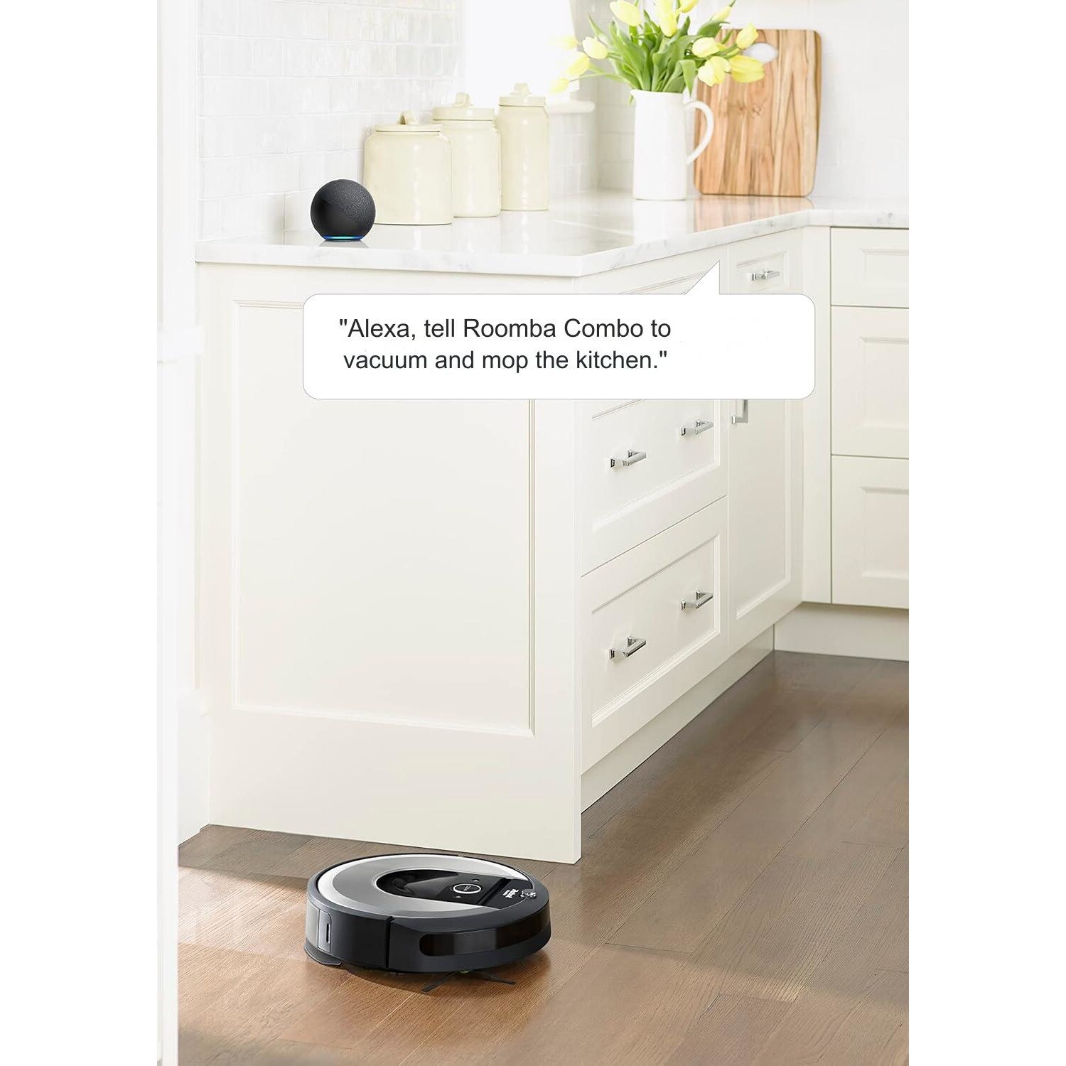 Robot de aspirare iRobot Roomba i8+ (i8576) aspirator si mop, statie de golire automata, WiFi, control prin aplicatie, Smart Mapping, compatibil Alexa, Google si Siri, rezervor de 210ml, curatare in 4 pasi, bariera virtuala, negru