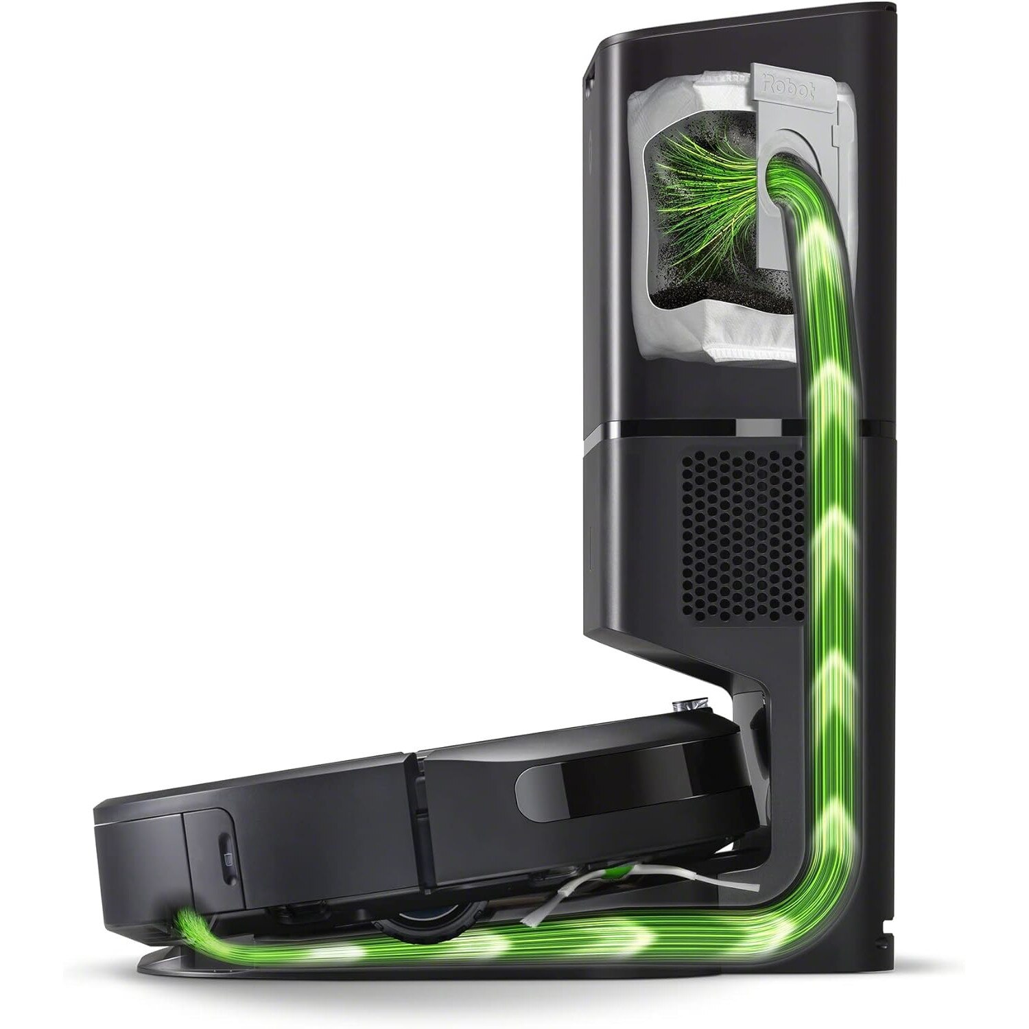 Robot de aspirare iRobot Roomba i8+ (i8576) aspirator si mop, statie de golire automata, WiFi, control prin aplicatie, Smart Mapping, compatibil Alexa, Google si Siri, rezervor de 210ml, curatare in 4 pasi, bariera virtuala, negru