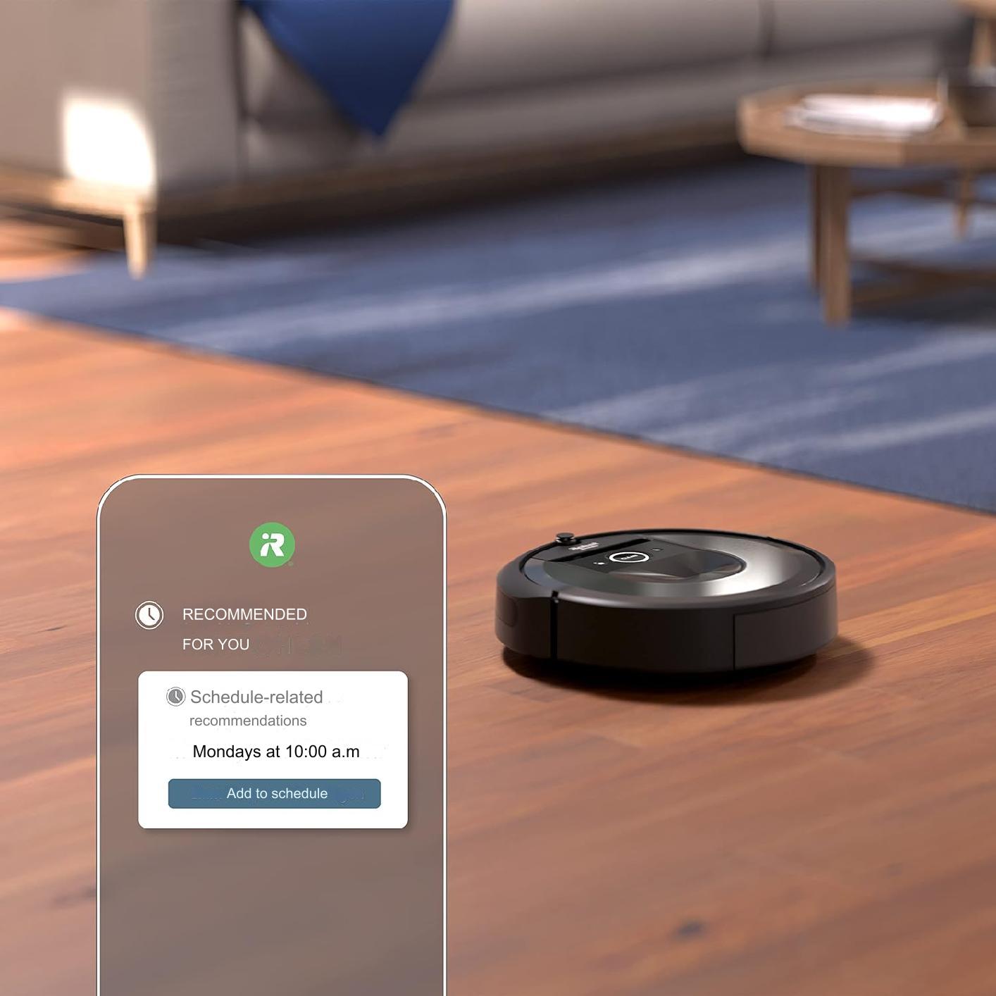 Robot de aspirare iRobot Roomba i8+ (i8576) aspirator si mop, statie de golire automata, WiFi, control prin aplicatie, Smart Mapping, compatibil Alexa, Google si Siri, rezervor de 210ml, curatare in 4 pasi, bariera virtuala, negru