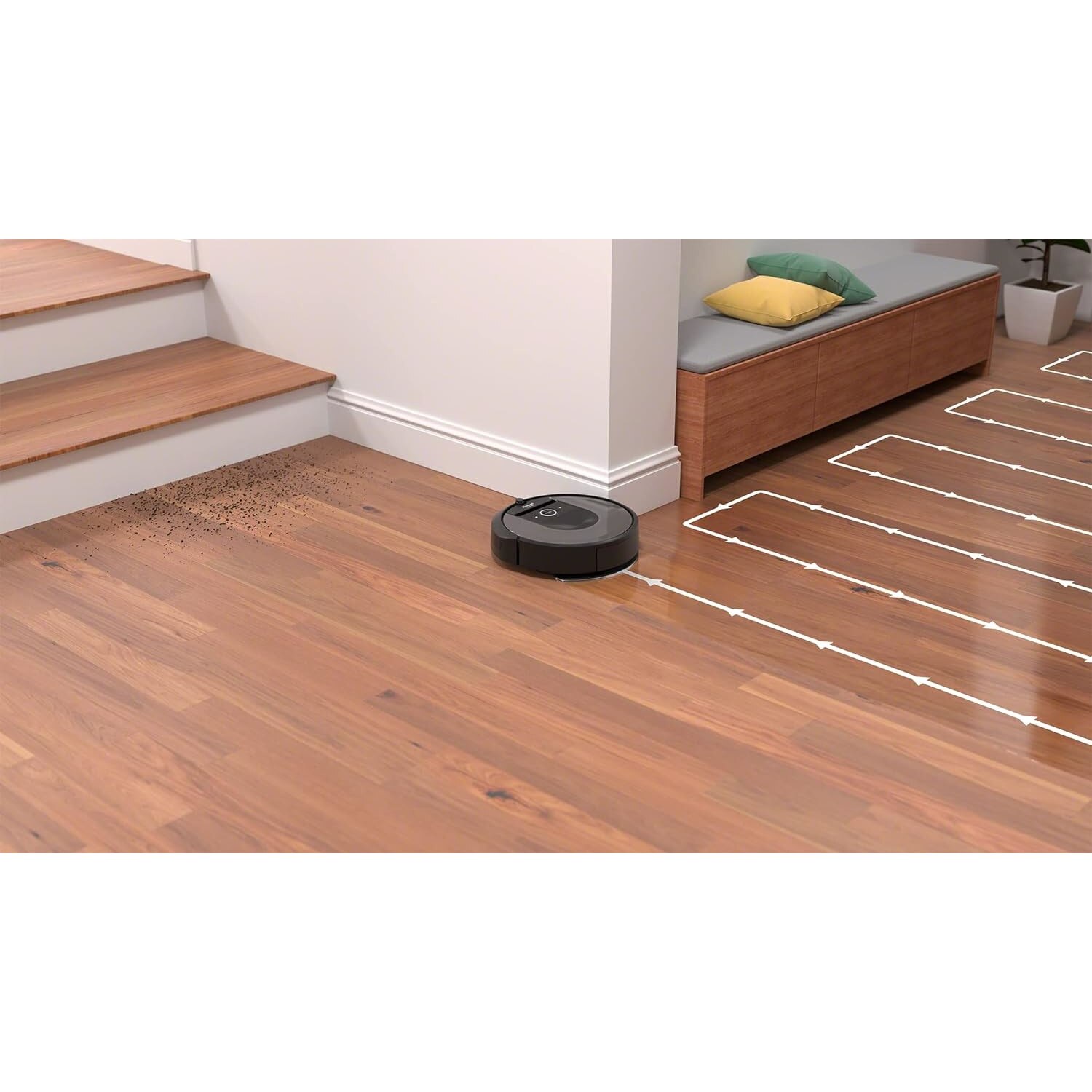 Robot de aspirare iRobot Roomba i8+ (i8576) aspirator si mop, statie de golire automata, WiFi, control prin aplicatie, Smart Mapping, compatibil Alexa, Google si Siri, rezervor de 210ml, curatare in 4 pasi, bariera virtuala, negru
