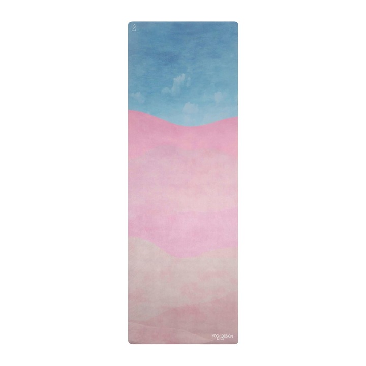 Постелка за йога, Yoga Design Lab, гума/микрофибър, розово/синьо, 178 x 61 cm