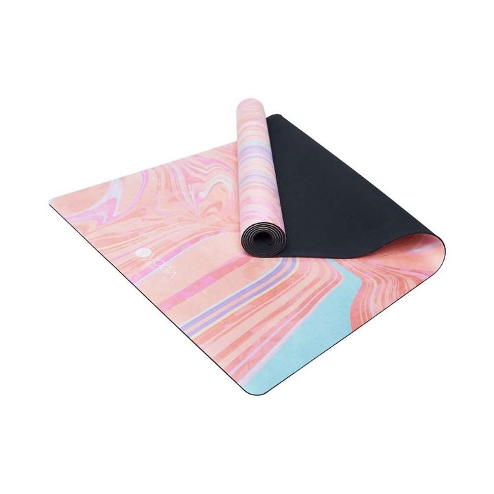 Постелка за йога, Yoga Design Lab, гума/микрофибър, розова, 178 x 61 см