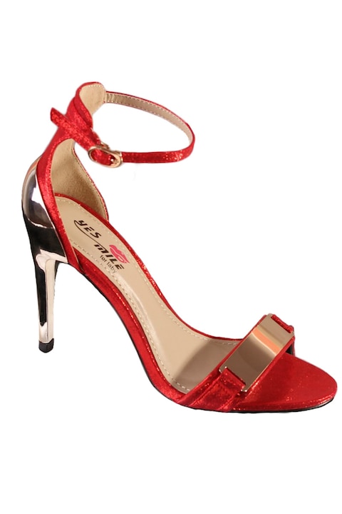 Sandale dama, WildFashion, Piele ecologica, Rosu/Auriu, Rosu/Auriu