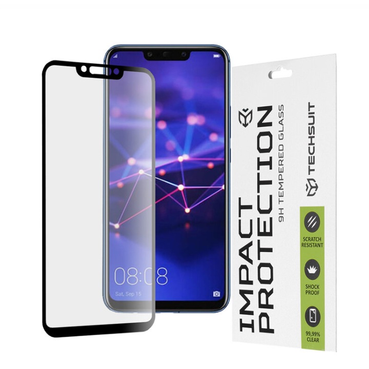Висококачествено защитно фолио Tempered Glass за Huawei Mate 20 Lite, черно - твърдост 9H
