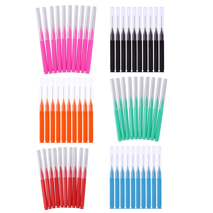 60 db-os interdentális kefe készlet, Axroad Mall, Csúszásgátló, Tárolódobozzal, Eltávolítja a rossz leheletet, bakteriális lepedéket, fogkövet, sárga fogakat, 0,6 mm, 0,7 mm, 0,8 mm, 0,9 m, 1,0 mm, 1,5 mm, többszínű