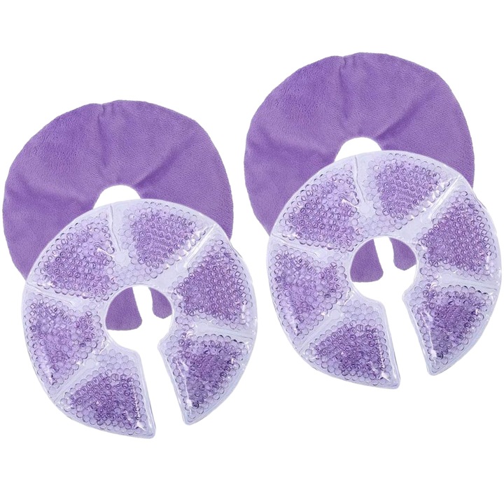 Set 2 comprese termice pentru san, Hggzeg, Pernite Pentru 3 In 1, Stimularea laptelui de scadere si productie, Tratament afectiuni ale sanului, dureri, inflamatii, cu husa plusata, Mov