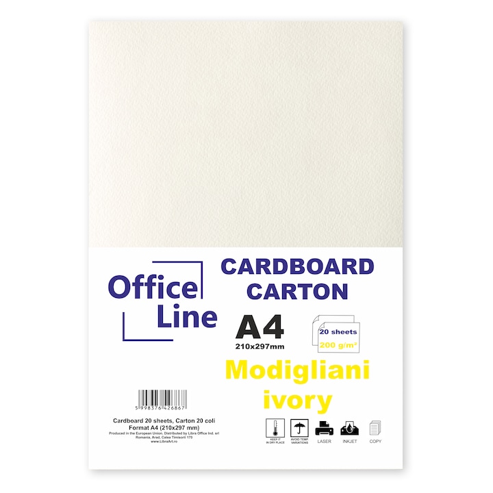 Carton A4 texturat, 200gr Modigliani ivory top 20 coli