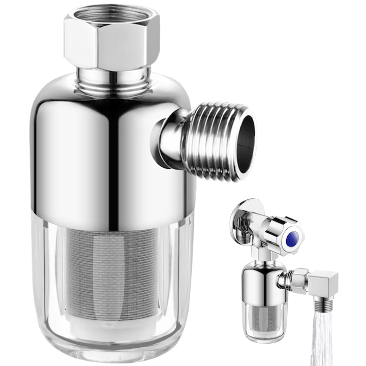 Филтър за вода Xinxu, монтаж на мивка, 40 микрона порьозност, премахва примесите, сребро