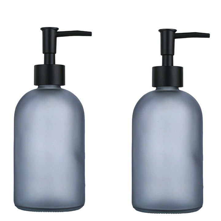 2 db-os szappanadagoló készlet, Üveg, Szürke, 410 ml