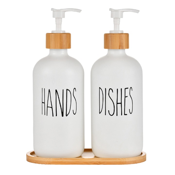 Szappan adagoló, Üveg, Fehér, 2 db