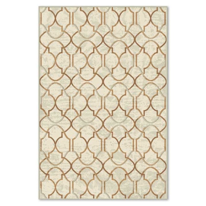 Covor Carpeta lana 100%, Colectia Prima 7905-1-52822, 120 x 170 cm, crem, maro, geometric