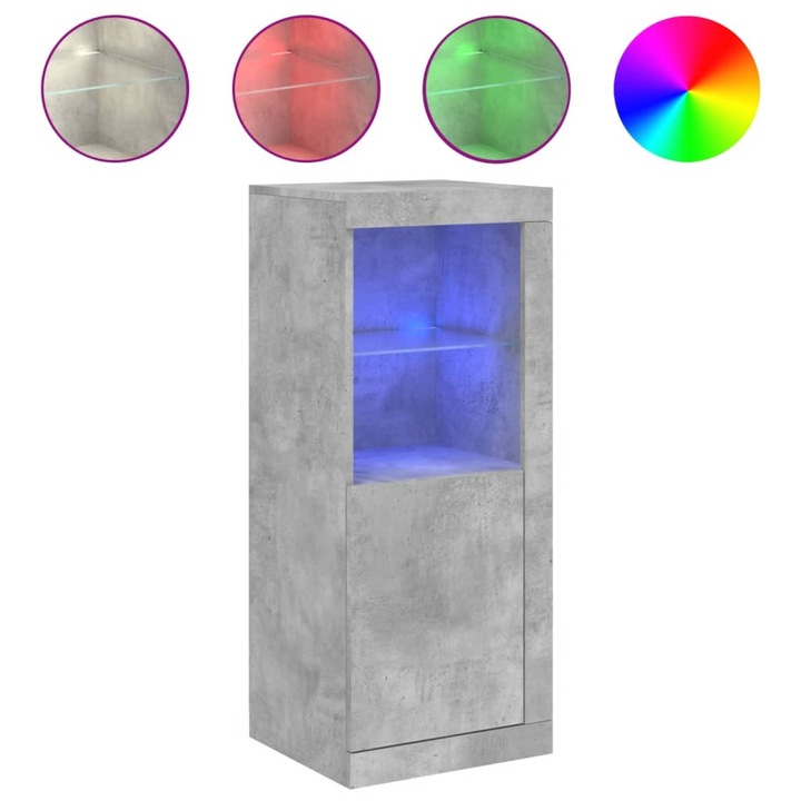Dulap cu lumini LED vidaXL, gri beton, 41x37x100 cm, 18.6 kg