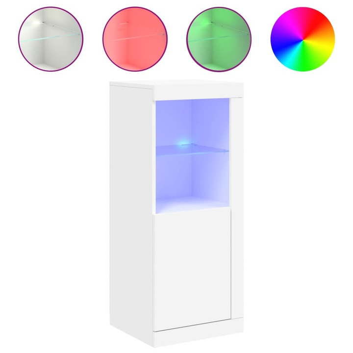 Servanta cu lumini LED vidaXL, alb, 41 x 37 x 100 cm, 836644