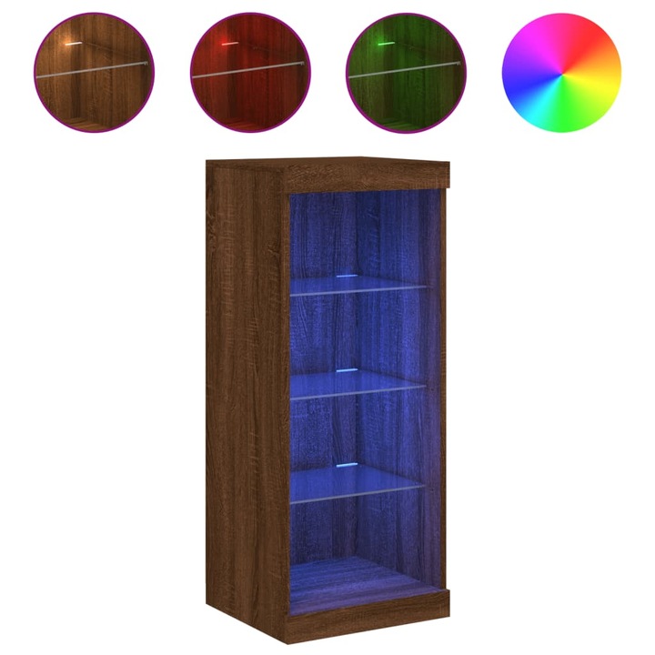 Servanta cu lumini LED vidaXL, stejar maro, 41 x 37 x 100 cm, 836734