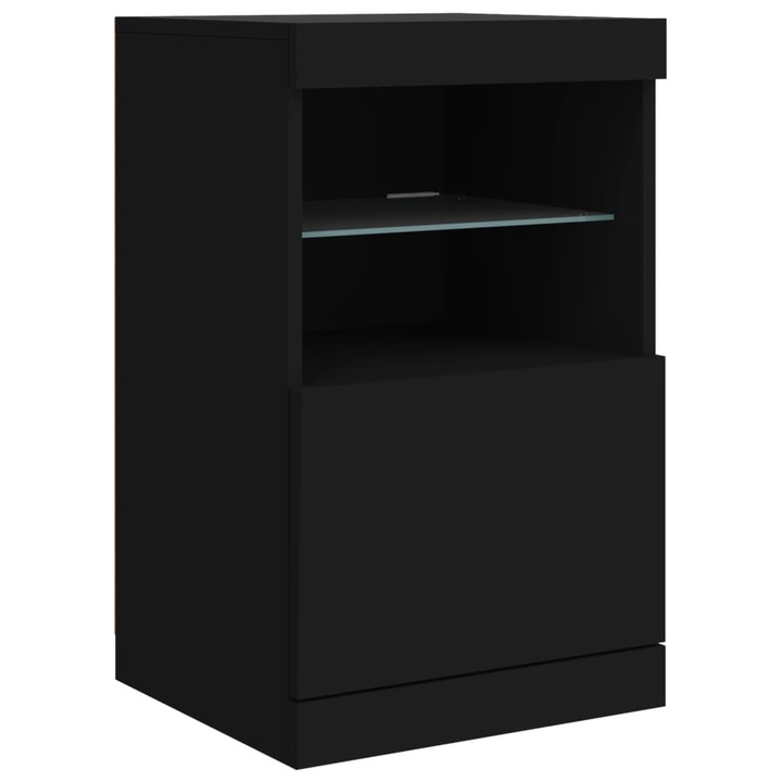 Servanta cu lumini LED vidaXL, negru, 41 x 37 x 67 cm, 836680